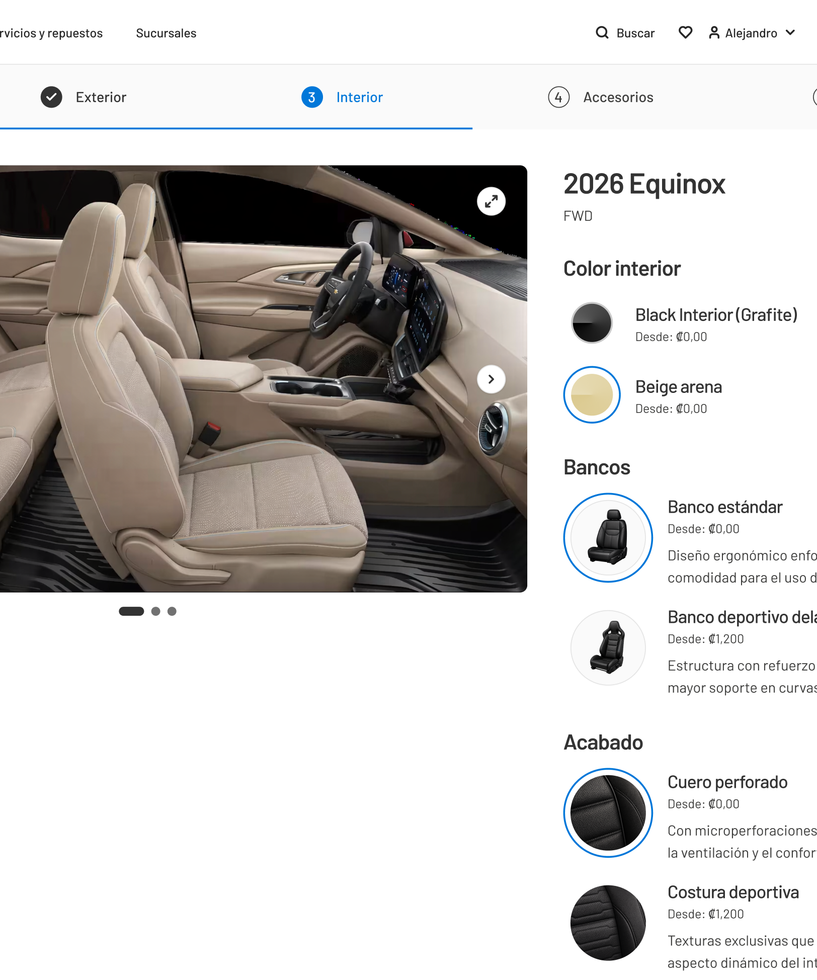 Vehicle interior personalization interface