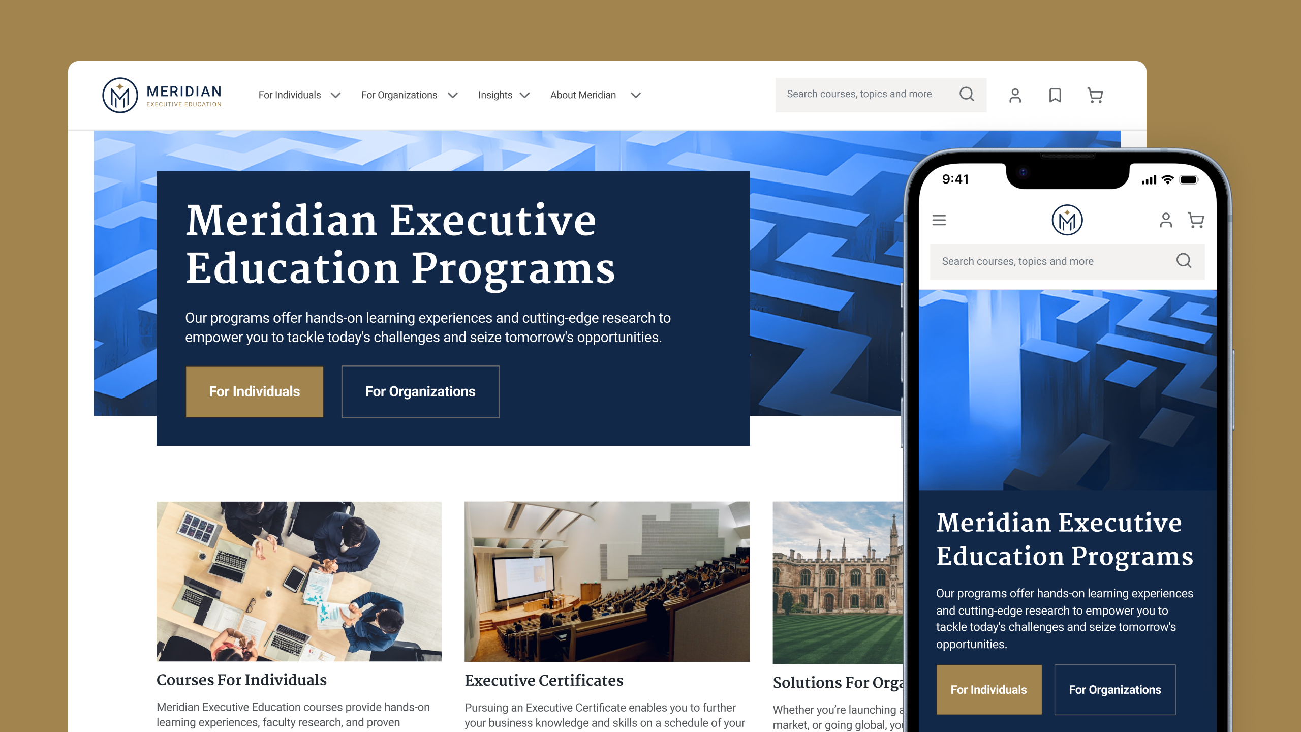 Meridian Executive Education website redesign