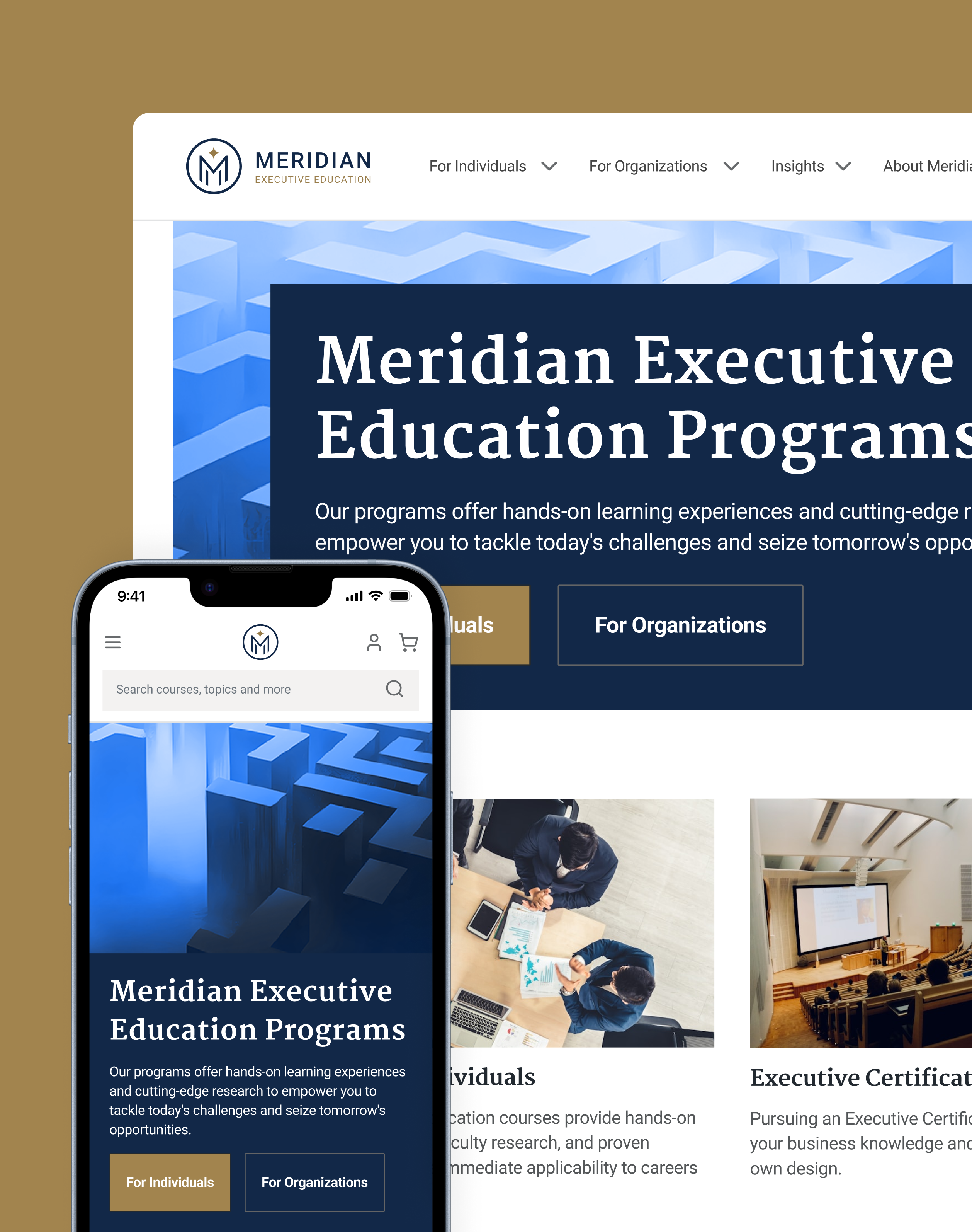 Meridian Executive Education website redesign